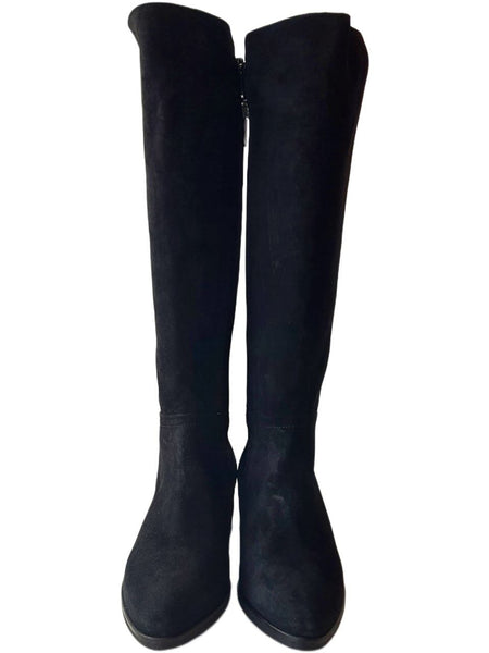 ITALEAU Women's Black Suede Fiamma Nero Knee High Boots #Selly122 NWOB