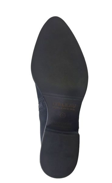 ITALEAU Women's Black Suede Fiamma Nero Knee High Boots #Selly122 NWOB