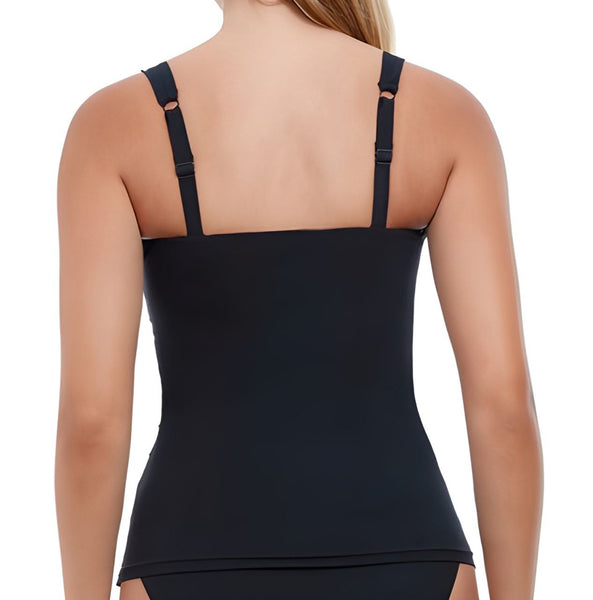 GOTTEX Women's Black V-Neck Padded Swim Tankini Top #E837-1E18 NWT