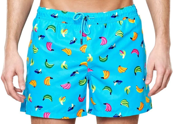 HAPPY SOCKS Men's Blue Banana Mesh Lining Swimming Shorts X-Large NWT