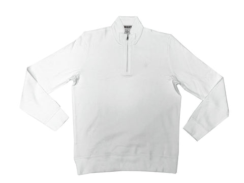 BOAST Men's White Cotton Pique 1/4 Zip Track Jacket $130 NEW