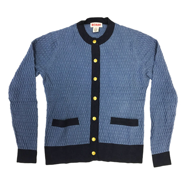 BOAST Women's Carolina Blue Crewneck Cardigan Sweater $175 NEW