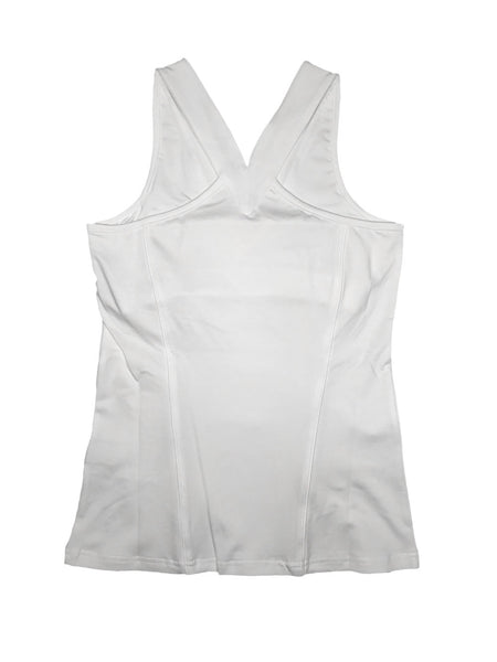 BOAST Women's White V-neck Built-in Bra Tennis Top $60 NEW