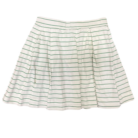 BOAST Women's White/Green Pinstripe Pleated Skirt $88 NEW