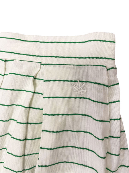 BOAST Women's White/Green Pinstripe Pleated Skirt $88 NEW