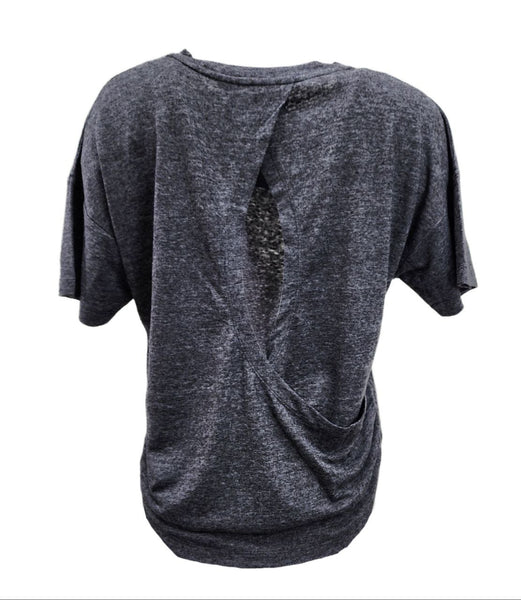 HoodLamb Women's Black Open Back Wrap Short Sleeve Hemp Top 420 NWT