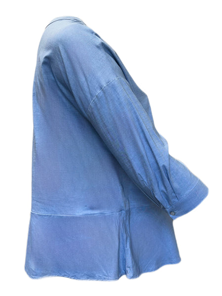 Marina Rinaldi Women's Blue Baccheo Embellished Button Down Shirt Size 12W/21