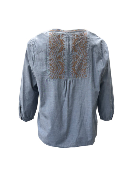 Marina Rinaldi Women's Blue Baccheo Button Closure Shirt NWT