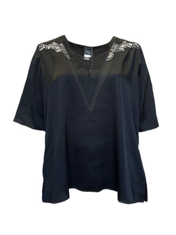 Marina Rinaldi Women's Black Baciare Lace Top NWT