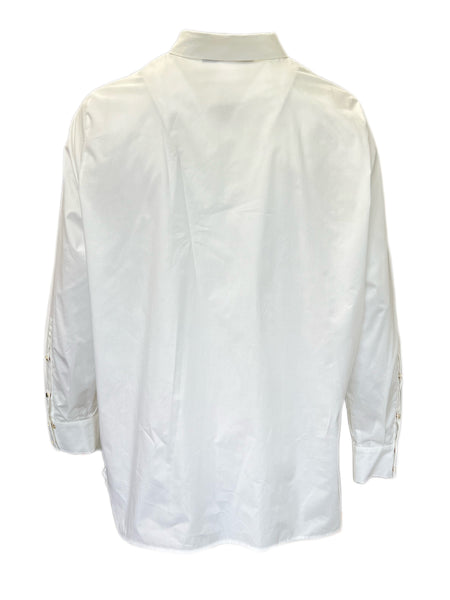 Marina Rinaldi Women's White Baciare Button Down Cotton Shirt NWT