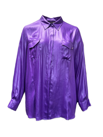 Marina Rinaldi Women's Purple Baciato Button Down Shirt NWT
