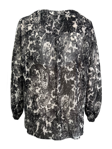 Marina Rinaldi Women's Dark Grey Baciato Printed Blouse NWT