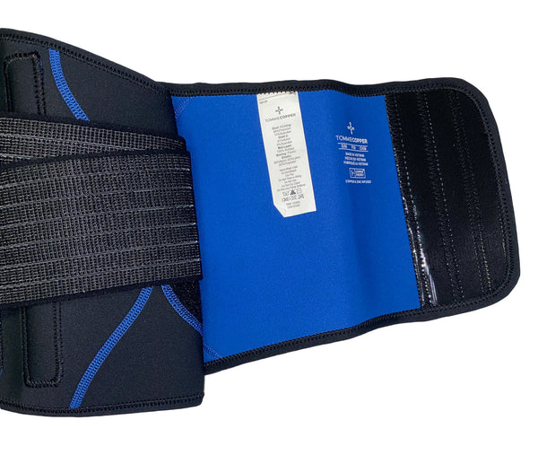 TOMMIE COPPER Black/Blue Adjustable Compression Back Brace 1821 NEW