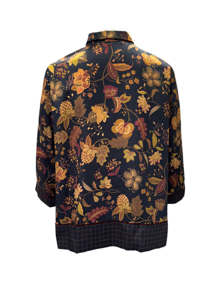 Marina Rinaldi Women's Black Baghdad Button Closure Blouse NWT