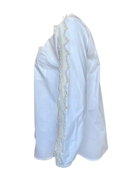 Marina Rinaldi Women's White Bagliore Embroidered Cotton Shirt NWT