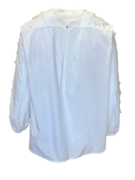 Marina Rinaldi Women's White Bagliore Embroidered Cotton Shirt NWT
