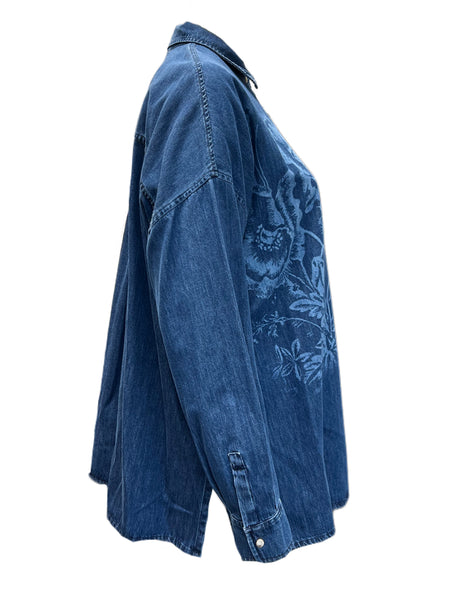 Marina Rinaldi Women's Blue Baldanza Button Down Shirt NWT