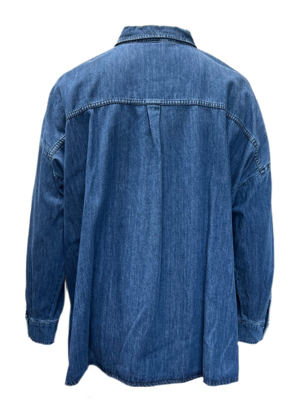 Marina Rinaldi Women's Blue Baldanza Button Down Shirt NWT