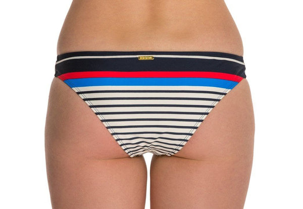 BODY GLOVE Women's White Striped Bali Bikini Bottoms #3936133 Large NWT