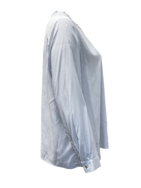 Marina Rinaldi Women's Blue Balsa Viscose Button Down Shirt NWT