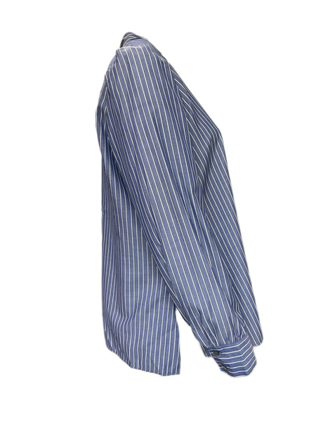 Marina Rinaldi Women's Blue Baltico Striped Button Down Shirt NWT