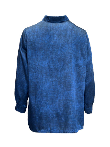 Marina Rinaldi Women's Navy Baltico Button Down Shirt NWT