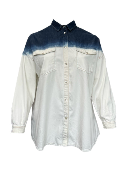Marina Rinaldi Women's Bianco Baluardo Cotton Button Down Shirt Size 16W/25 NWT