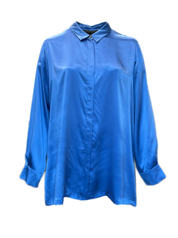Marina Rinaldi Women's Blue Barone Floral Printed Blouse Size 8W/17 NWT