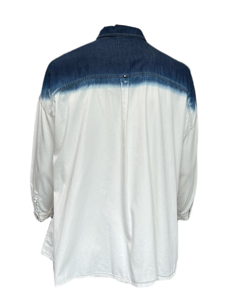 Marina Rinaldi Women's Bianco Baluardo Cotton Button Down Shirt Size 16W/25 NWT
