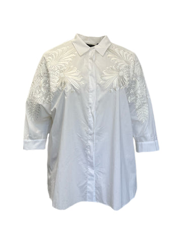 Marina Rinaldi Women's White Balzare Button Down Cotton Shirt Size 18W/27 NWT