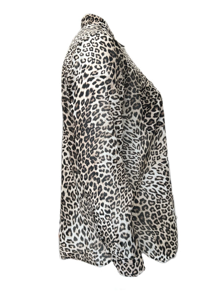 Marina Rinaldi Women's Camel Balzare Animal Printed Cotton Shirt NWT