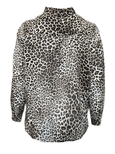 Marina Rinaldi Women's Camel Balzare Animal Printed Cotton Shirt NWT