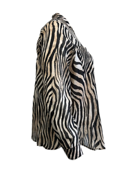 Marina Rinaldi Women's Brown Balzare Animal Printed Blouse NWT