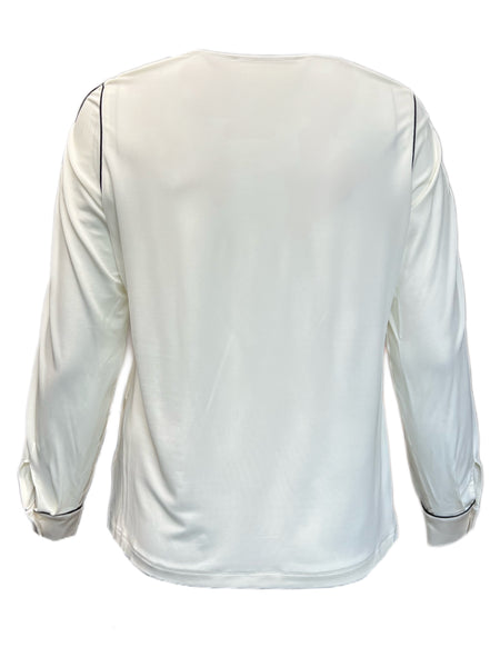 Marina Rinaldi Women's Ivory Bambu Long Sleeve Blouse NWT