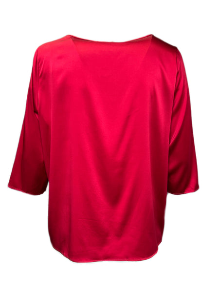 Marina Rinaldi Women's Red Bamby Silk Blended Blouse NWT