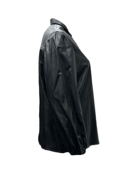 Marina Rinaldi Women's Black Banchisa Faux Leather Shirt NWT