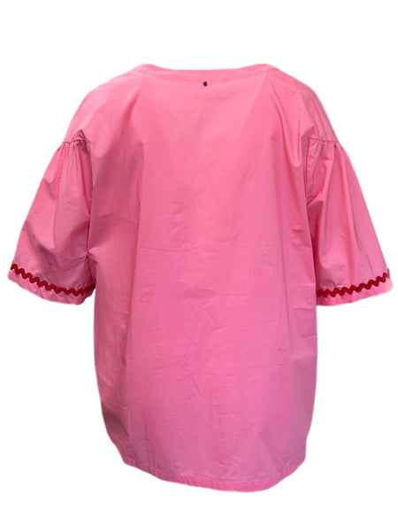 Marina Rinaldi Women's Pink Banchisa  Button Down Cotton Shirt Size 22W/31 NWT