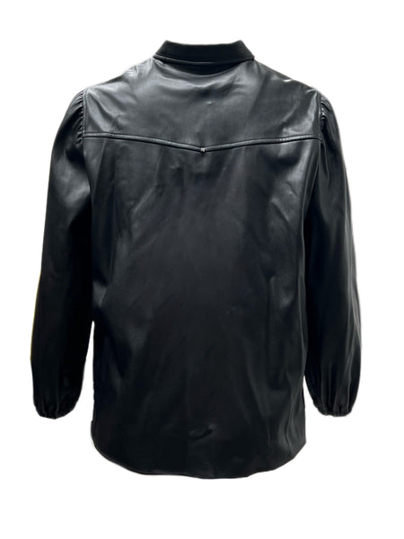 Marina Rinaldi Women's Black Banchisa Faux Leather Shirt NWT