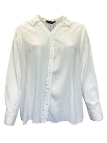 Marina Rinaldi Women's White Bandiera Button Down Button Down Shirt NWT