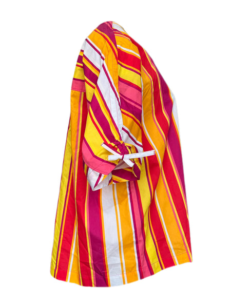 Marina Rinaldi Women's Multicolored Bandolo Striped Cotton Top NWT