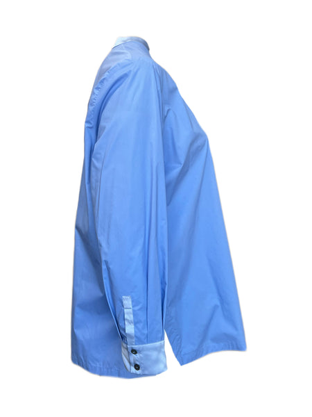 Marina Rinaldi Women's Blue Bandolo Cotton Shirt NWT