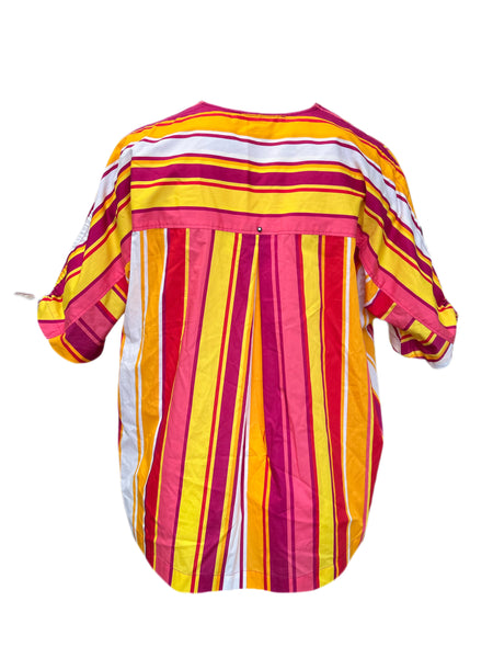 Marina Rinaldi Women's Multicolored Bandolo Striped Cotton Top NWT