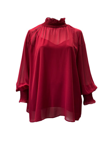 Marina Rinaldi Women's Red Bang Pullover Blouse NWT