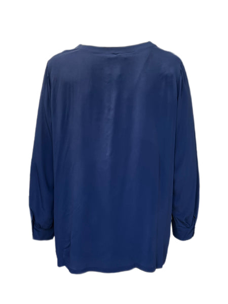 Marina Rinaldi Women's Navy Bangkok Long Sleeve Blouse NWT