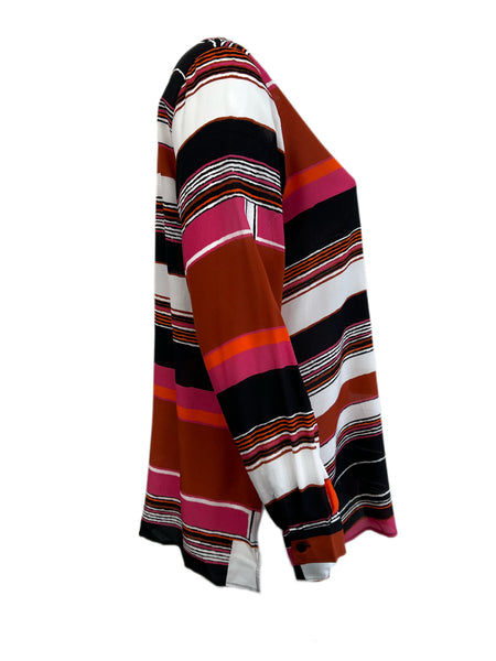 Marina Rinaldi Women's Caramel Banjo Printed Silk Blouse NWT