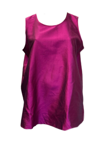 Marina Rinaldi Women's Fuxia Banner Silk Sleevless Top Size 18W/27 NWT