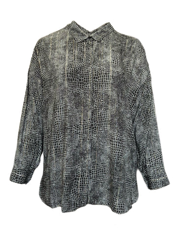 Marina Rinaldi Women's Black Bantu Button Down Shirt NWT