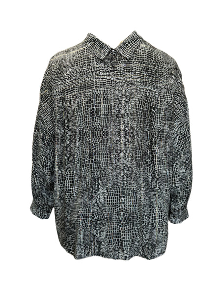 Marina Rinaldi Women's Black Bantu Button Down Shirt NWT