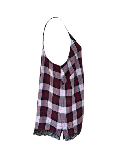 Marina Rinaldi Women's Red Bar Viscose Plaid Tank Size 18W/27 NWT