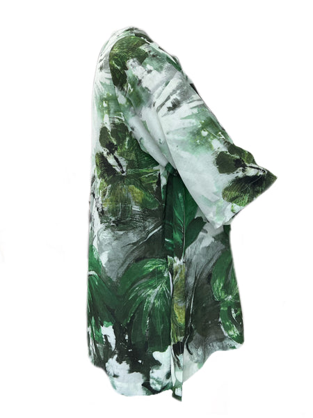 Marina Rinaldi Women's Green Barbados Printed Silk Blouse NWT